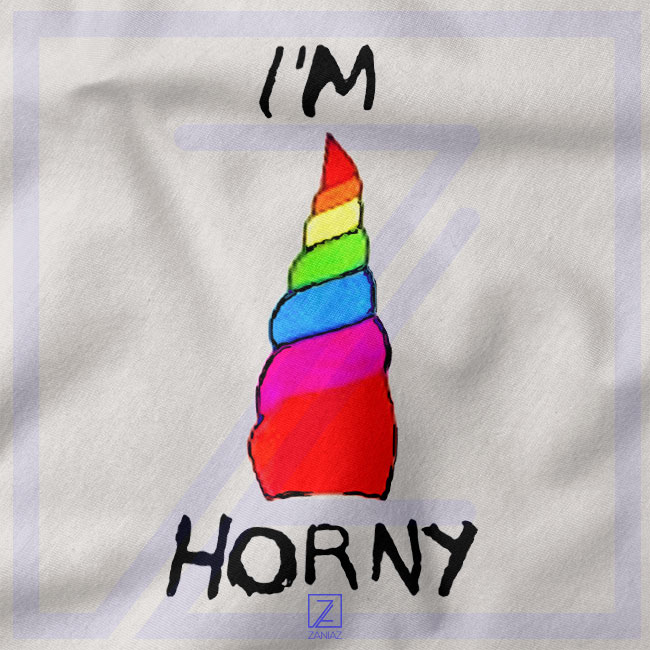 I am Horny closeup Tshirt - Funny Unicorn Horn