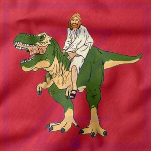 Jesus Riding T Rex closeup Tank Top - Best Religion