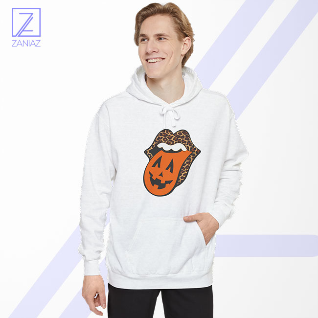 Leopard Pumpkin Mouth Tongue Hoodie - Women Fall