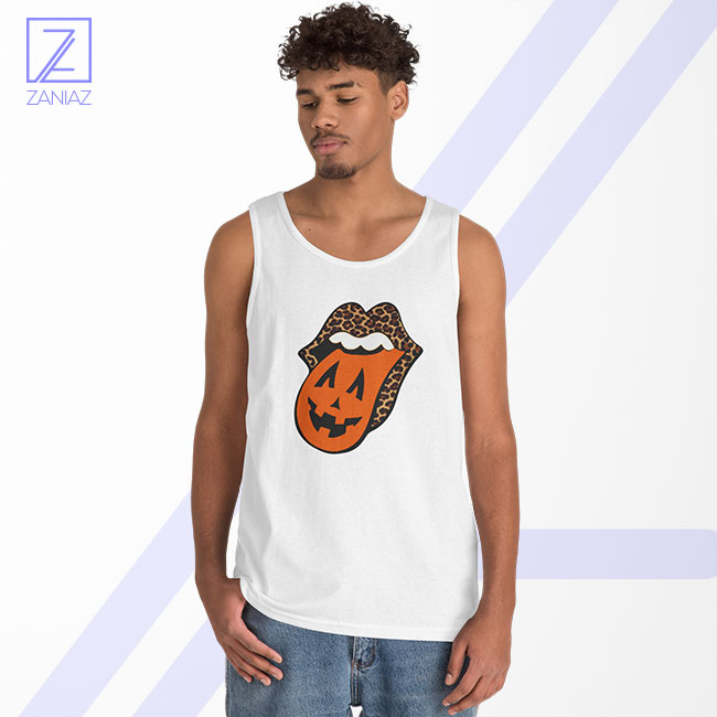 Leopard Pumpkin Mouth Tongue Tank Top - Women Fall