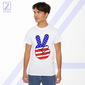 Peace Sign Tshirt - American Flag Patriotic
