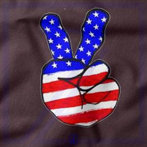 Peace Sign closeup Tshirt - American Flag Patriotic