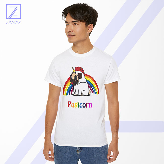 Pugcorn Tshirt - Pug Unicorn Rainbow