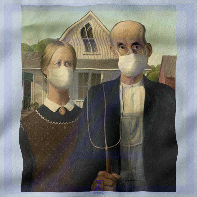 American Gothic Mask Covid 19 closeup Sweatshirt - Coronavirus