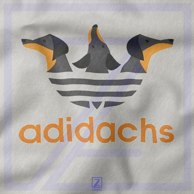 Dachshund Adidachs closeup Tshirt - Adidas Parody