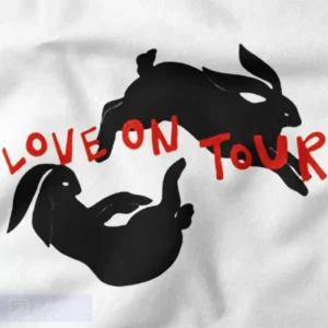 Love On Tour Rabbits Cute Retro Concert Graphic Tee