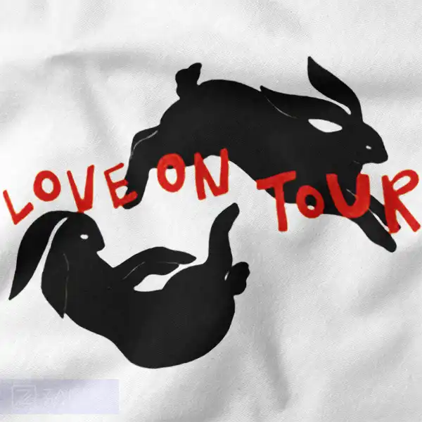 Love On Tour Rabbits Cute Retro Concert Graphic Tee