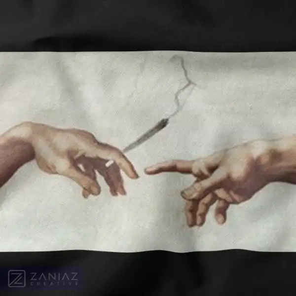 God Giving To Adam Classic Art Meme Tee