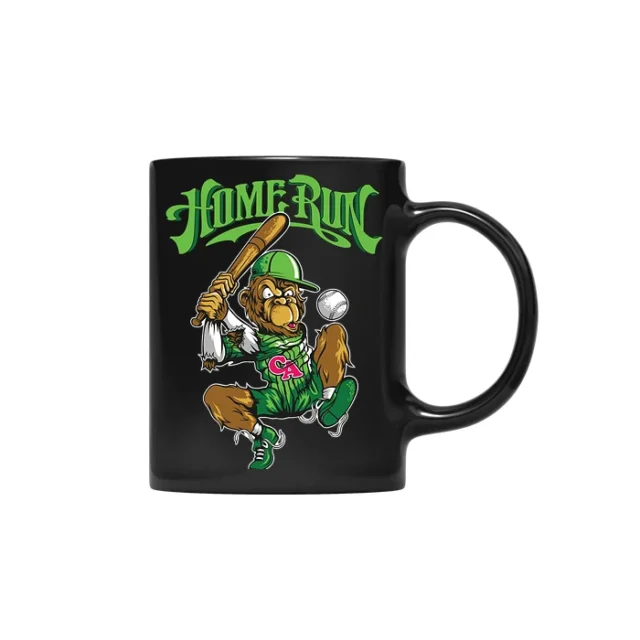 Home Run Baseball Monkey Mascot Cartoon T-Shirt